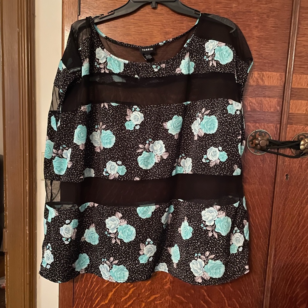 Torrid Floral Sheer Blouse